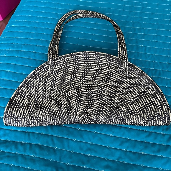 None Handbags - Brown/beige placemat shoulder bag.